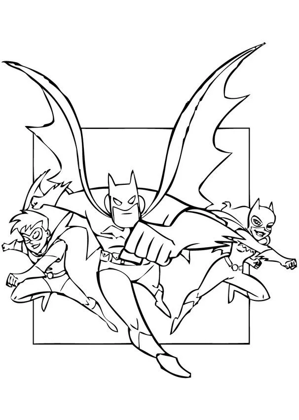 Robin, Batgirl y Batman - Dibujos para colorear BATMAN Y ROBIN