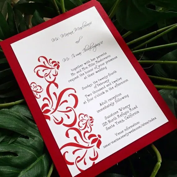 Rojo y blanco de invitación de boda invitaciones por TheExtraDetail