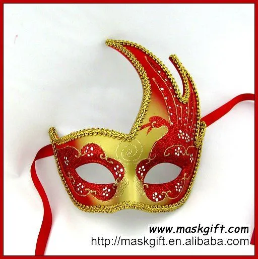 Rojo y oro cisne veneciana del carnaval de la mascarada máscaras ...