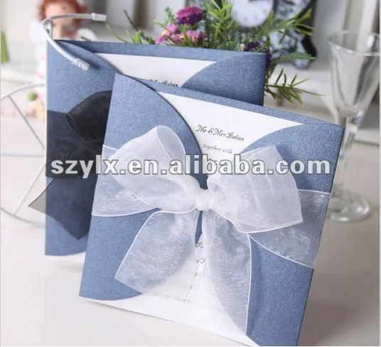 Romántico tarjetas de invitación de boda con cinta de la flor ...