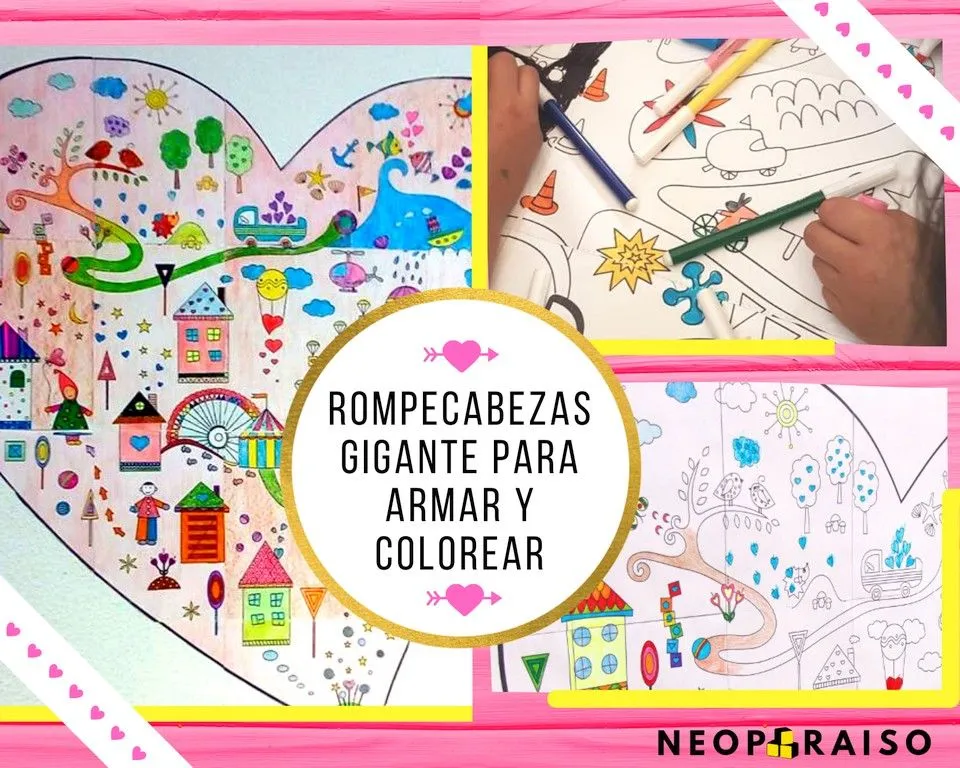 Rompecabezas de Corazón para Armar y Colorear