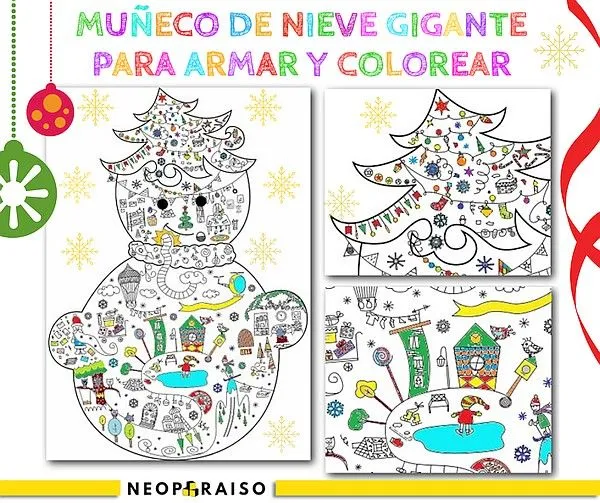 Rompecabezas de Muñeco de Nieve para Armar y Colorear