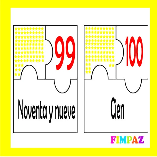 ROMPECABEZAS DE NÚMEROS DEL 1 AL 100