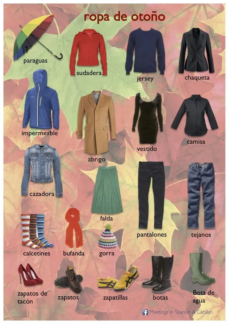 ROPA DE OTOÑO / AUTUMN CLOTHES | SPANISH VOCABULARY | Pinterest