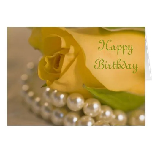 Rosa amarillo y cumpleaños de las perlas feliz felicitación | Zazzle