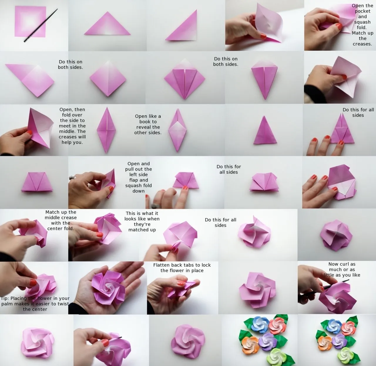 Rosa de origami paso por paso - Imagui