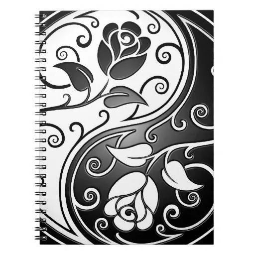 Rosas, blanco y negro de Yin Yang Cuadernos | Zazzle