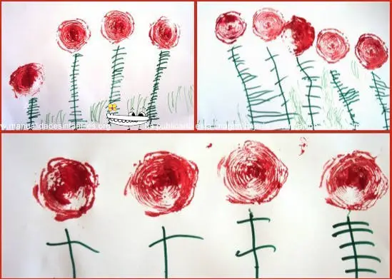 Rosas estampadas para Sant Jordi | Manualidades Infantiles