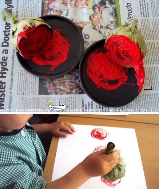 Rosas estampadas para Sant Jordi | Manualidades Infantiles