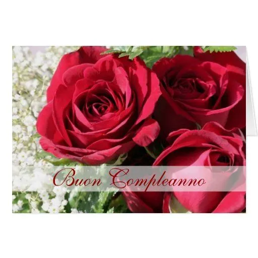 Rosas rojos elegantes del cumpleaños italiano tarjetas de Zazzle.