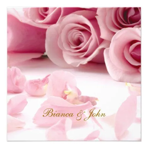 Rosas del rosa de la invitación del boda elegantes de Zazzle.