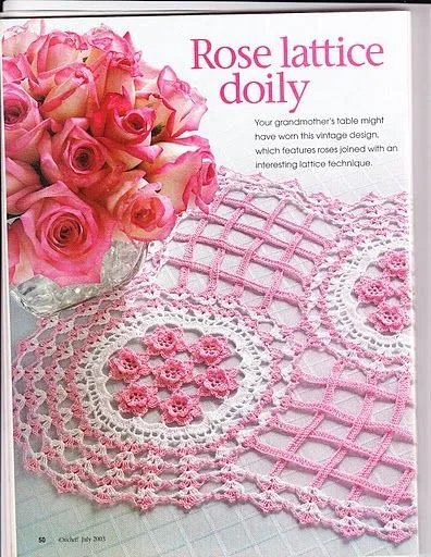 Rose Lattice Doily com gráfico « Os Crochês da Cristina