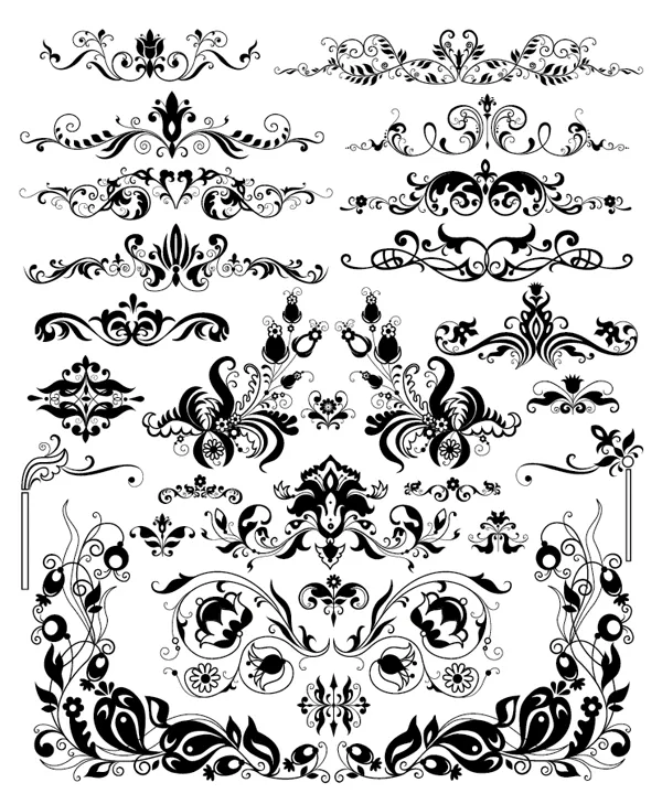 Roundup of Free Vintage Ornament & Floral Vectors