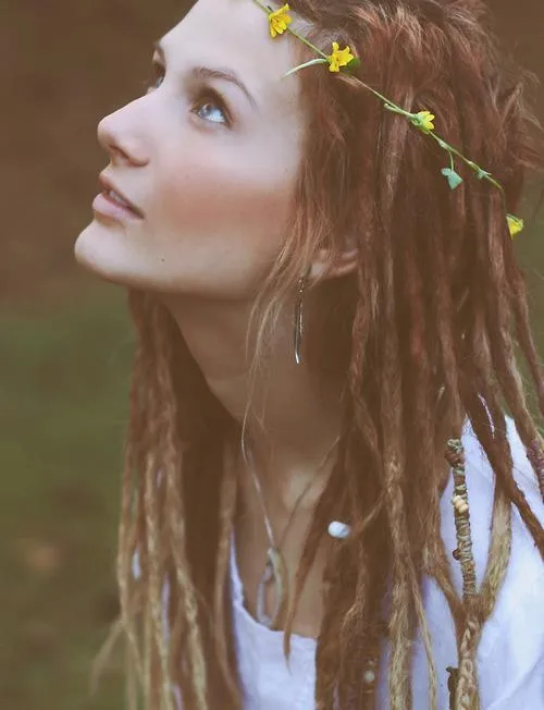 girl beautiful hippie hipster eye flower flowers rasta dread ...