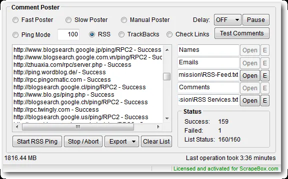 RSS Ping List for 2012 - ScrapeBox