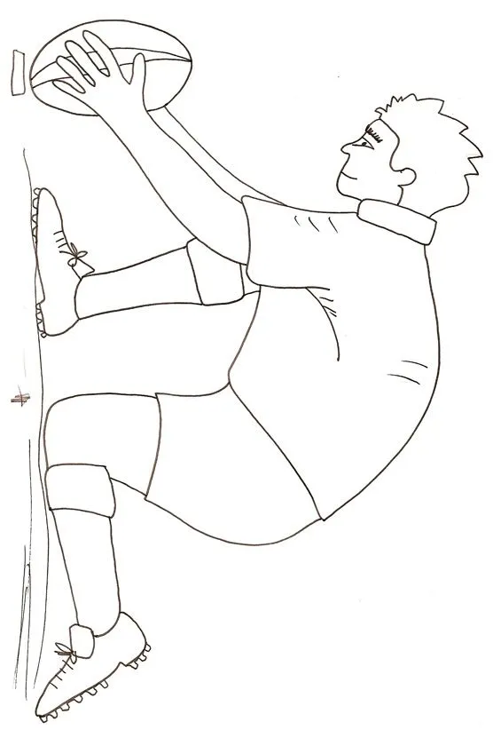 Rugby : coloriage d'un joueur de rugby plaçant le ballon