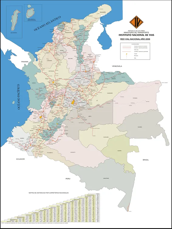 Mapa de carreteras de Colombia 2006 - Colombia