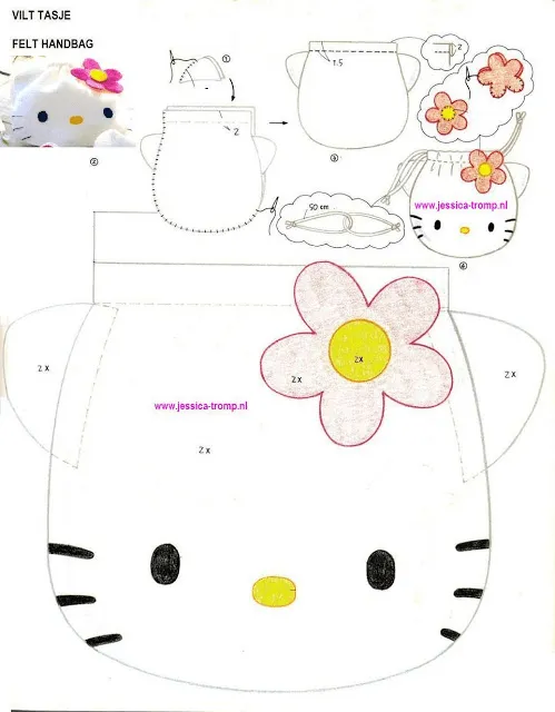 Sacolinha e bolsinha de feltro hello kitty com molde ...