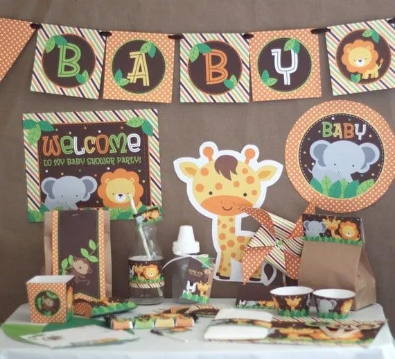 Safari Jungle Animals Baby Shower DIY by stockberrystudio on Etsy