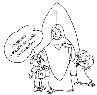 Sagrado corazón de Jesús en tí confío para colorear | Dibujos ...