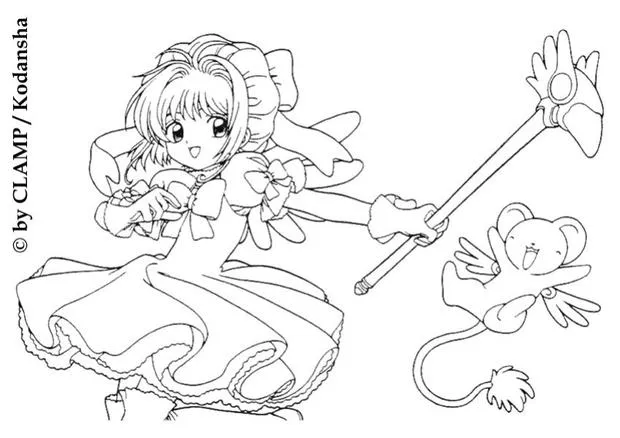 SAKURA coloring pages - Sakura the Card Captor and Kereberus