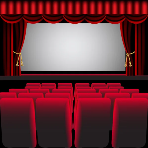 sala de cine con cortina roja y sillón — Vector stock © Yurkina ...