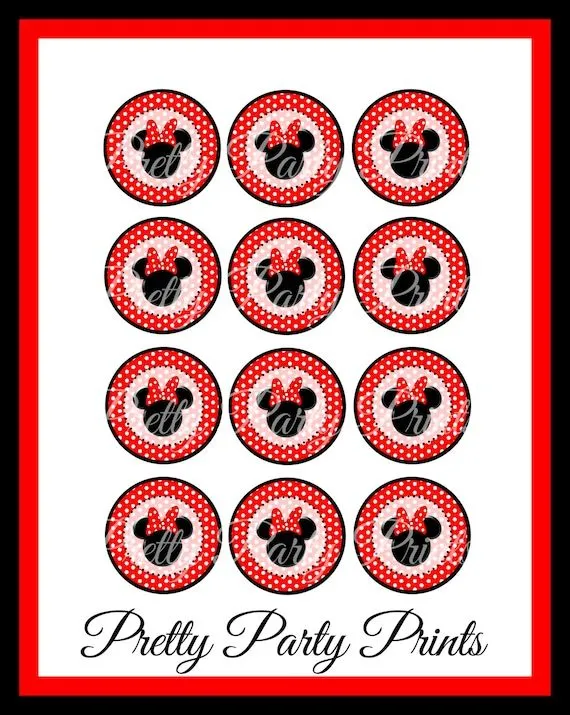 SALE Printable Cupcake Toppers Minnie Mouse by PrettyPartyPrints