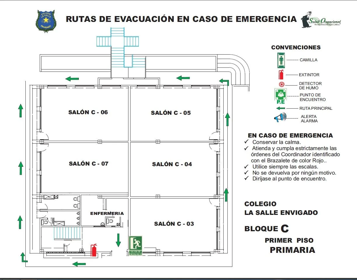 SALUD OCUPACIONAL COLEGIO LA SALLE ENVIGADO: RUTAS DE EVACUACIÓN