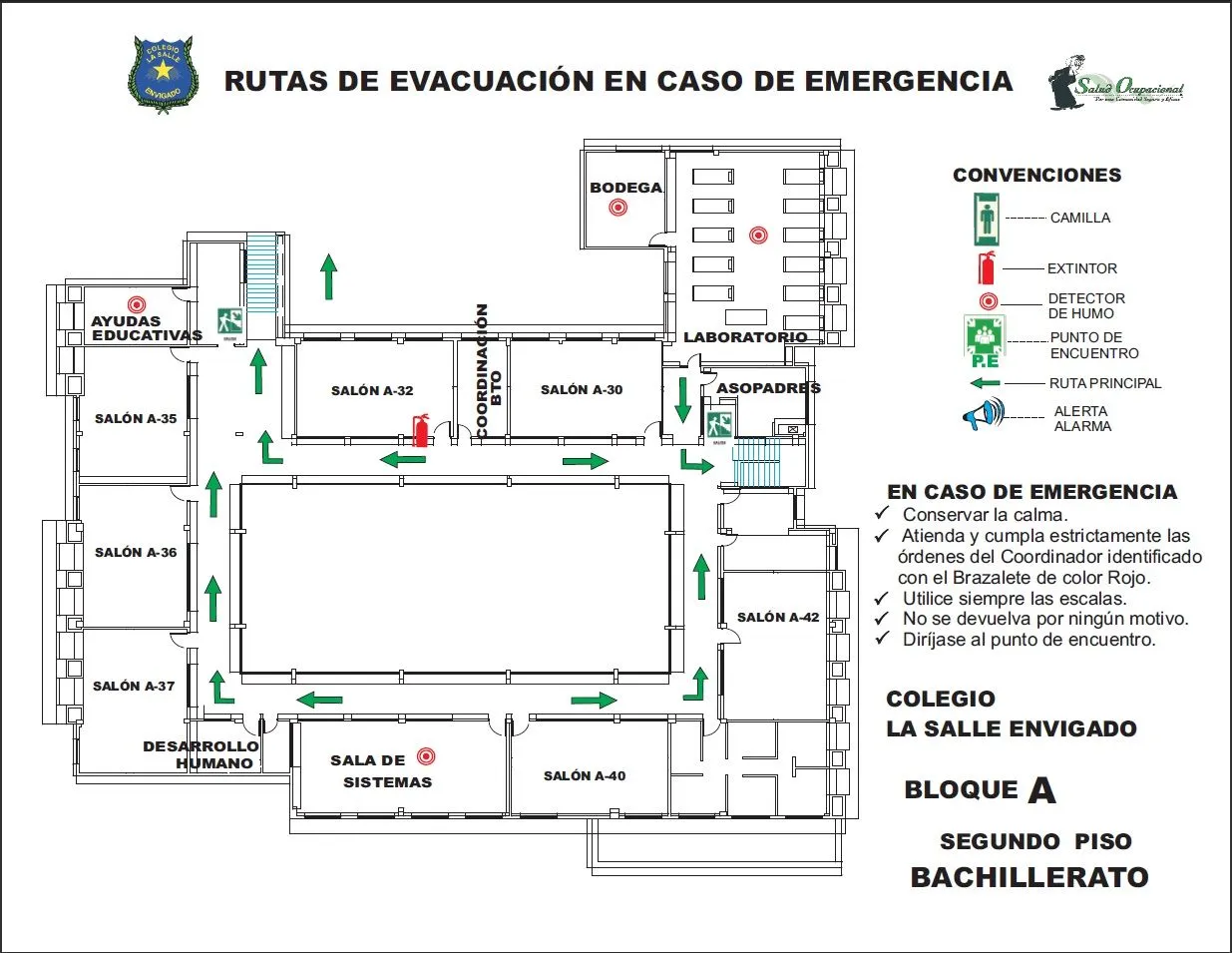 SALUD OCUPACIONAL COLEGIO LA SALLE ENVIGADO: RUTAS DE EVACUACIÓN