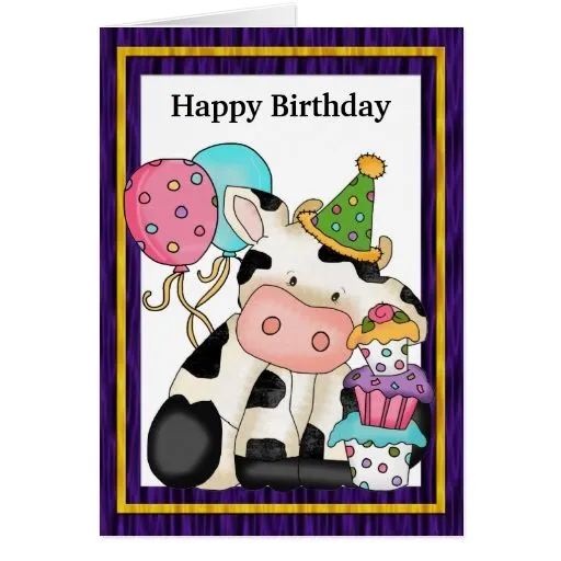 Saludo Del Cumpleaños De La Vaca Tarjetas, Invitaciones, Tarjetas ...