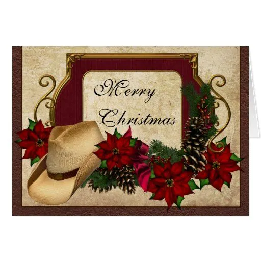 Saludo del vaquero de las Felices Navidad (vaquera Tarjeton | Zazzle