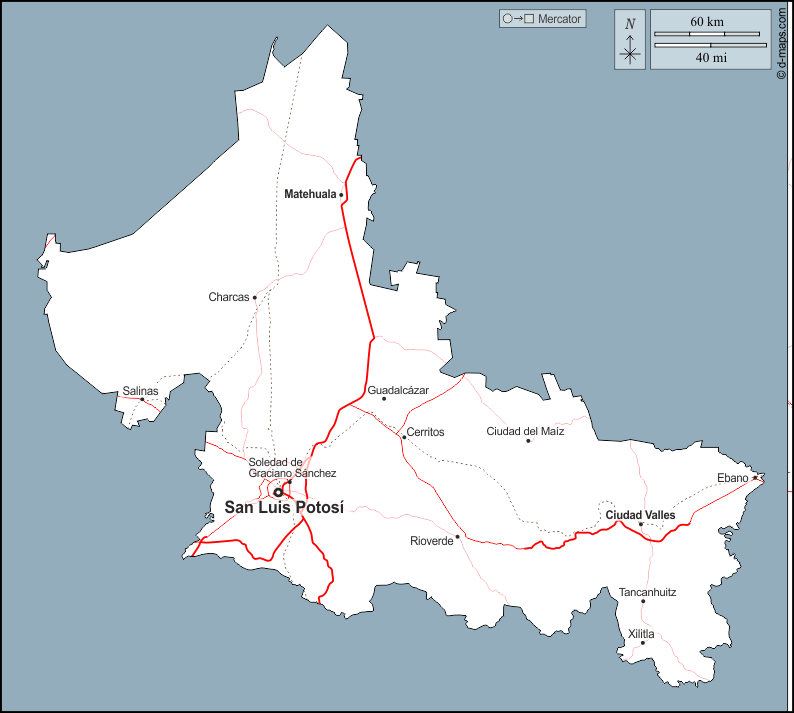 San Luis Potosí: Mapas gratuitos, mapas mudos gratuitos, mapas en ...