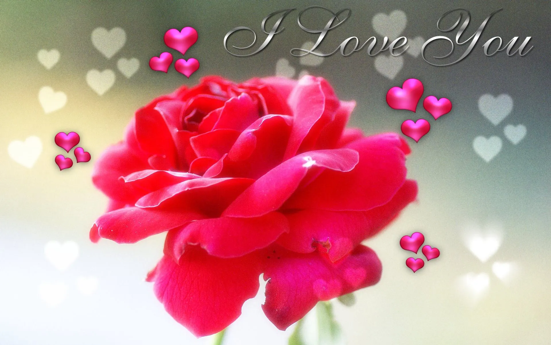 Love You ecard corazones de rosas