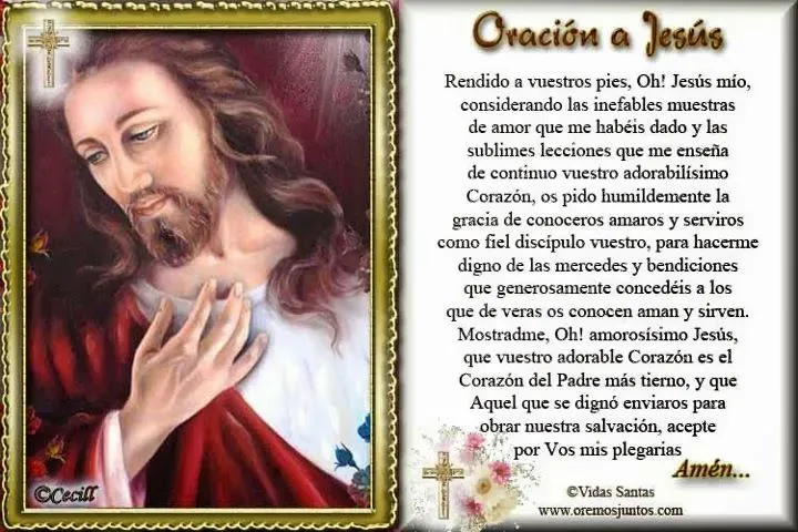 SANTORAL CATOLICO: DIVERSAS ORACIONES A JESÚS