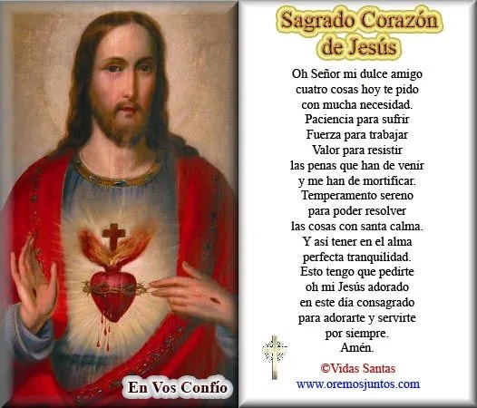 SANTORAL CATOLICO: Oraciones al Sagrado Corazón de Jesús