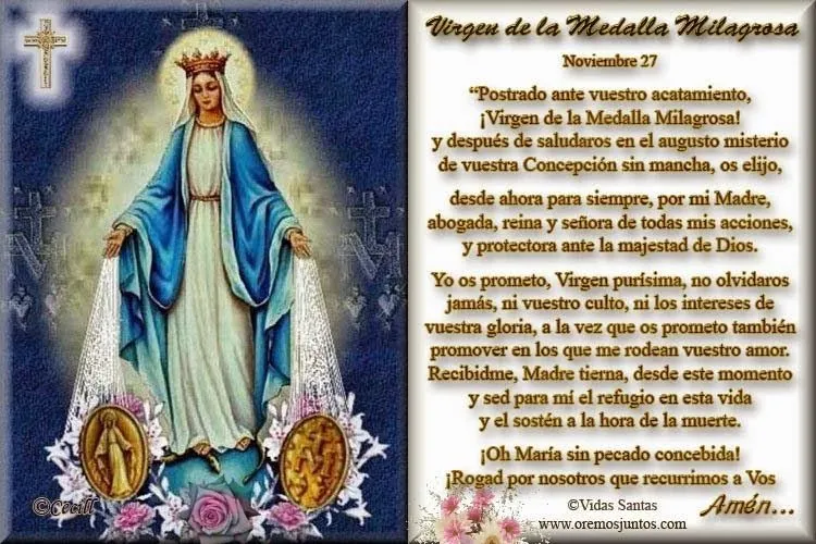 SANTORAL CATOLICO: ORACIONES A NUESTRA SEÑORA DE LA MEDALLA MILAGROSA