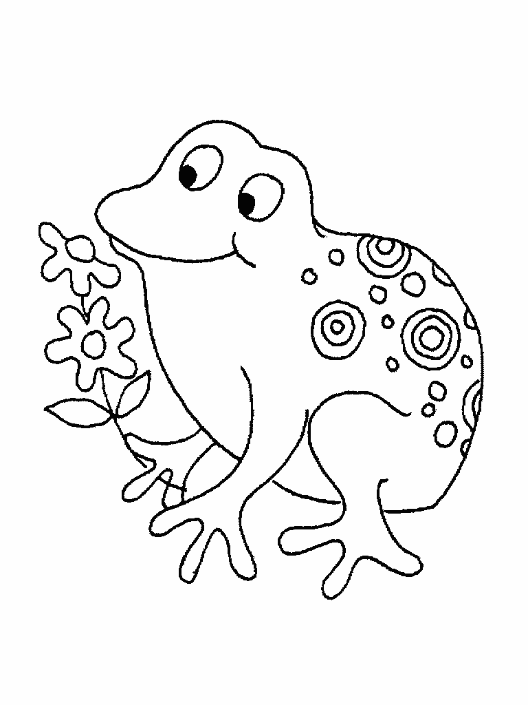 Sapo con flor para colorear ~ Dibujos para Colorear Infantil