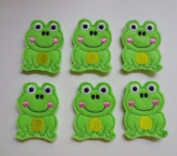 Sapo rana fieltro adornos bordados apliques por TwiddleDees en Etsy