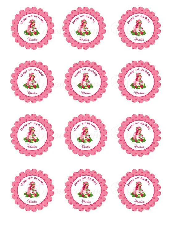 Scalloped border 2 in strawberry shortcake party tag