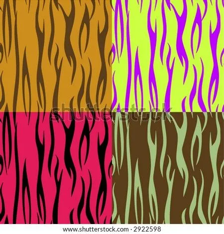 Seamless Tiger Animal Print Background In Four Funky Color ...