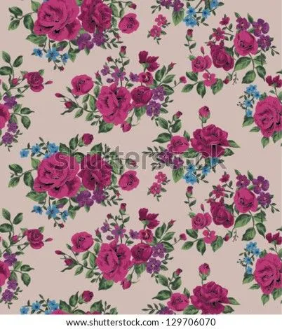 Seamless Wallpaper Vintage Folk Flower Rose Pattern Background ...