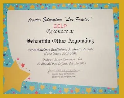 Sebastián Olivo: Excelente rendimiento acadèmico!