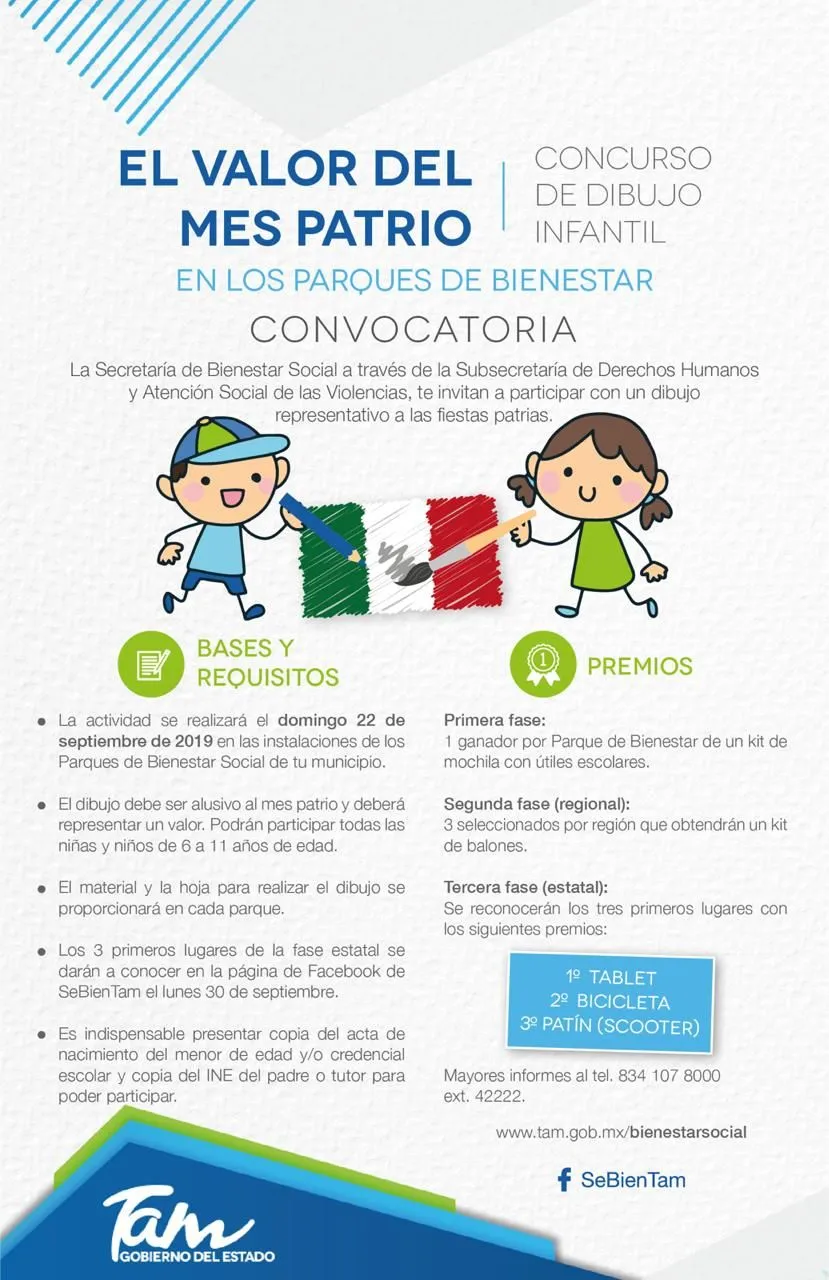 Sebien invita a participar en Concurso de Dibujo Infantil: El Valor del Mes  Patrio | Rostros de Tamaulipas