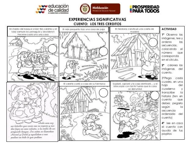 Secuencia del cuento los tres cerditos para colorear - Imagui