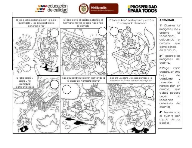 Secuencia del cuento los tres cerditos para colorear - Imagui