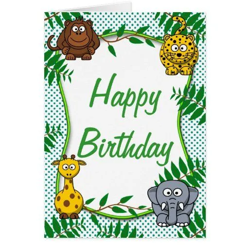 Selva - tarjeta del feliz cumpleaños del safari de Zazzle.