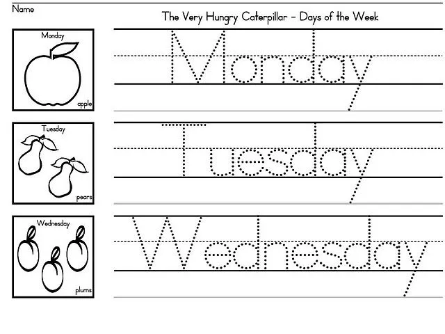 Dias de la semana en inglés para niños - Imagui