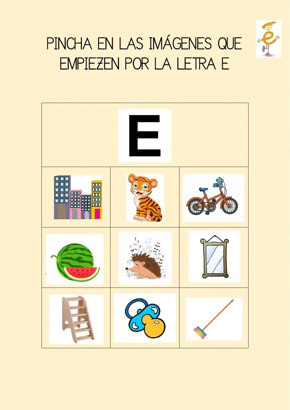 Señala los dibujos que empiezan por E worksheet | Live Worksheets