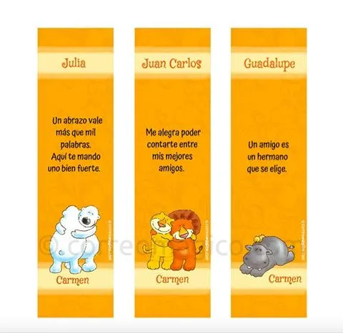 senamistad animales - Señalador - Tarjetas para imprimir GRATIS en ...