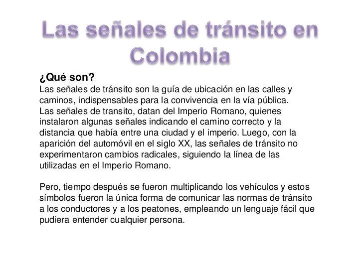 Las señales de tránsito en colombia